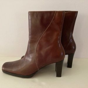 Anne Klein Brown Leather Ankle Boots/3" Heel/Zip Closure/Size 7 1/2M/NEW!